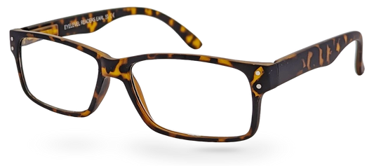 Earl Reading Glasses by EyeLevel in rectangular brown tortoiseshell frames with clear lenses