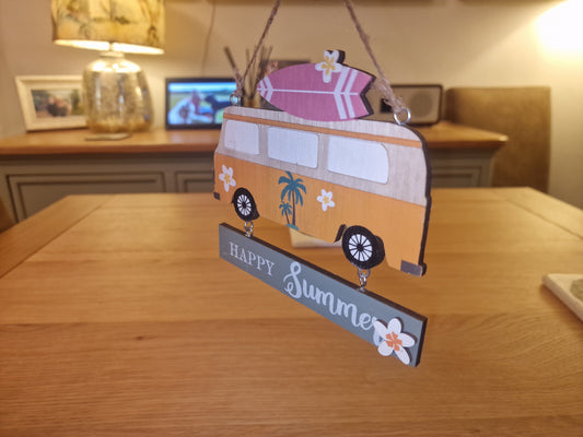Campervan "Happy Summer" hanging Sign, 14x12cm