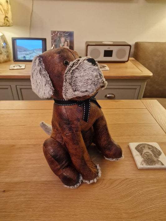 Large Faux Leather Dog Doorstop