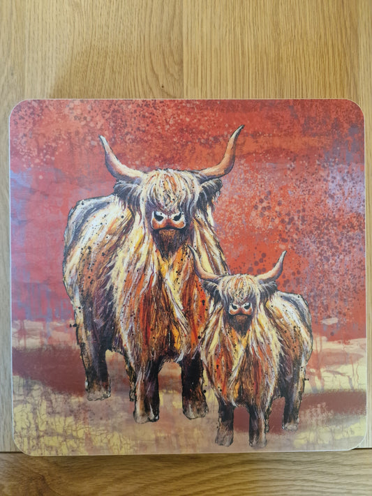 Highland Cow Placemats (Sold in Pairs)-handmade in the UK- Very High quality