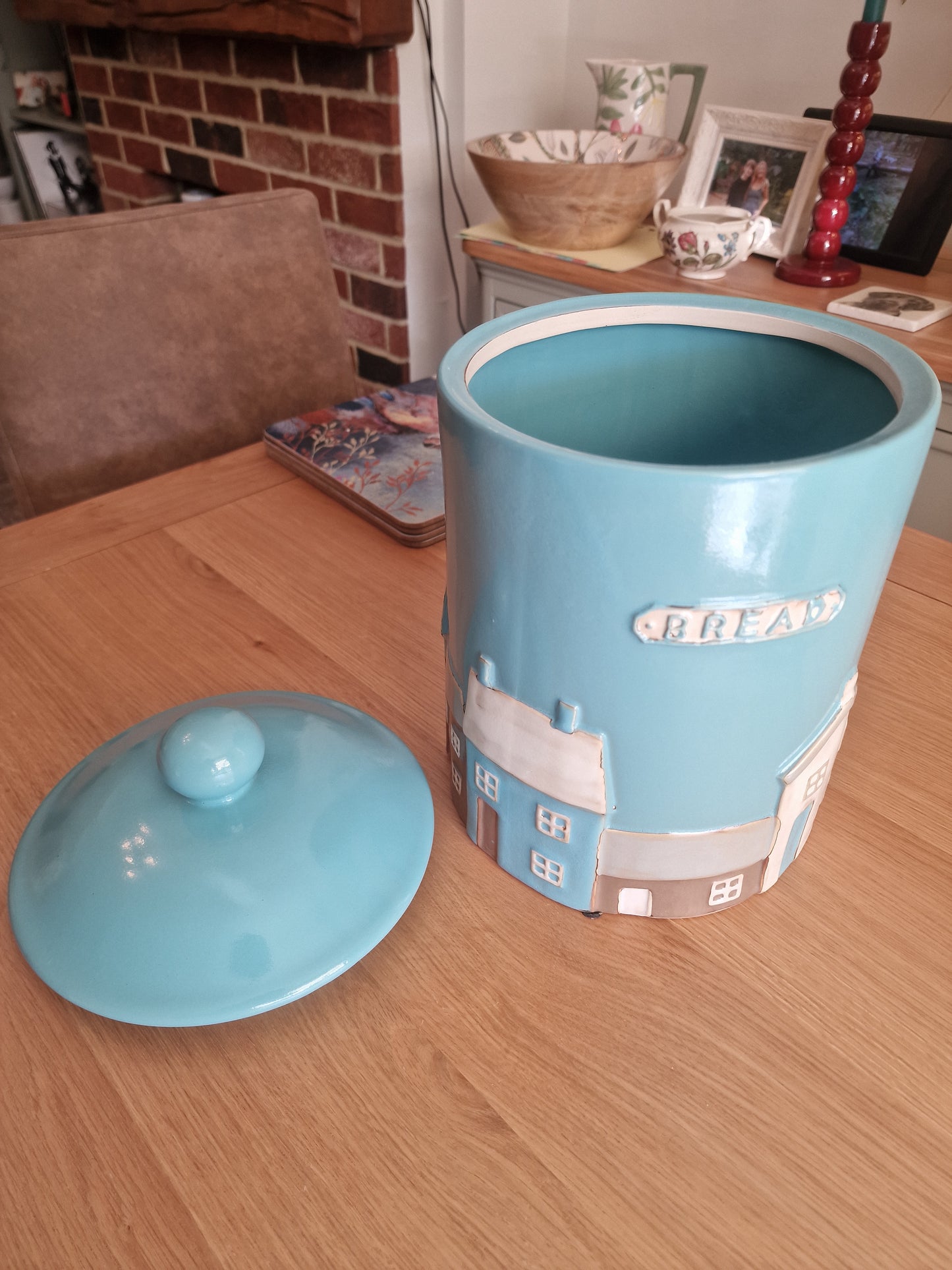 Ceramic Bread Bin & Lid | Teal Village Design H13"
