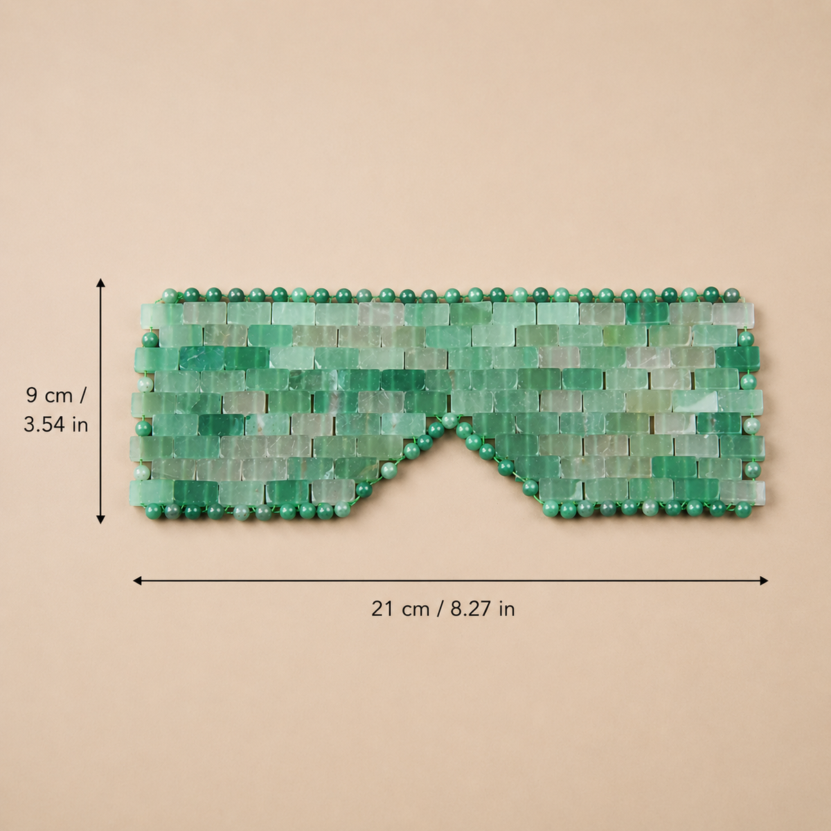 Gemstone Eye Mask | Natural Crystal Cooling Therapy Mask, green geometric natural crystal wellness mask with black accents
