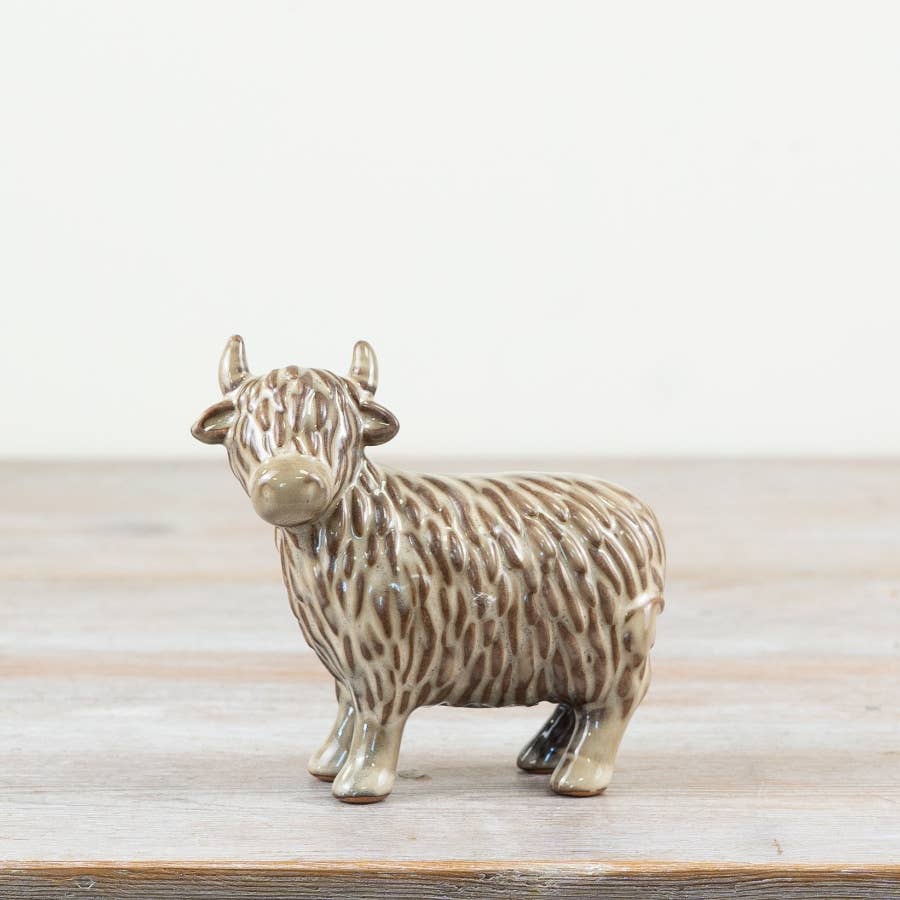 Glazed Highland Cow Ornament, 11.2cm