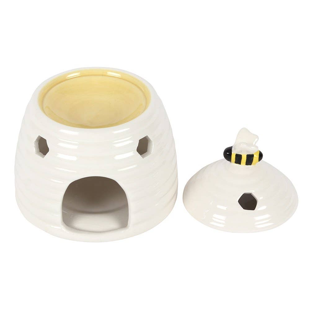 White Beehive Ceramic Oil Burner, 17cm