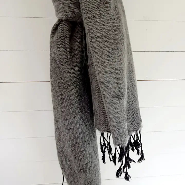 Luxurious Herringbone Weave Oversized Winter Scarf -Ethically sourced and Vegan