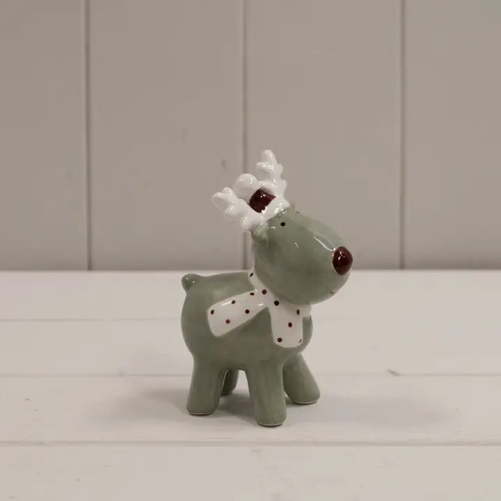 Light Green/White Ceramic Reindeer Decoration