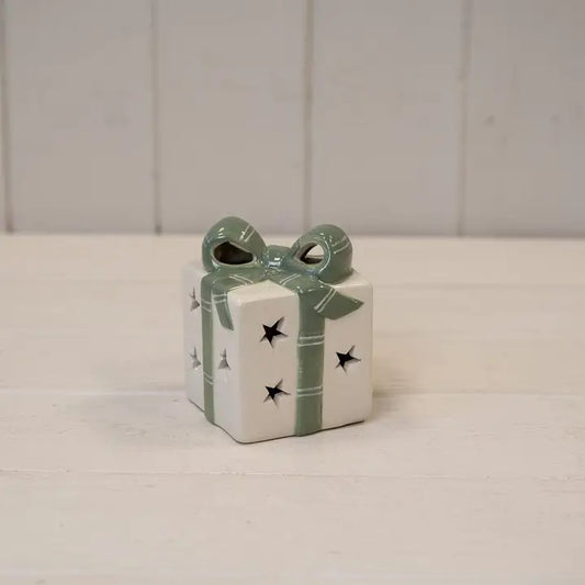 White/Green Ceramic Present with Led