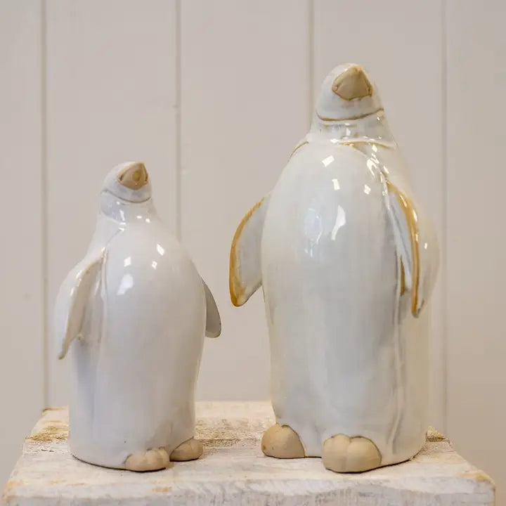 Large Stone Glazed Ceramic Penguin Ornament