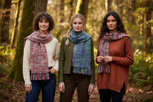 Chunky Tweed Scarf - Assorted colour choice- Hand-dyed and handwoven.