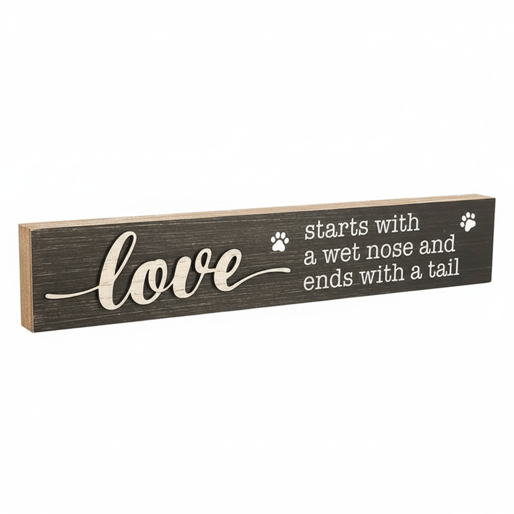 LOVE STARTS WITH... Wooden Plaque - If you love Dogs, this is for you. W40cm