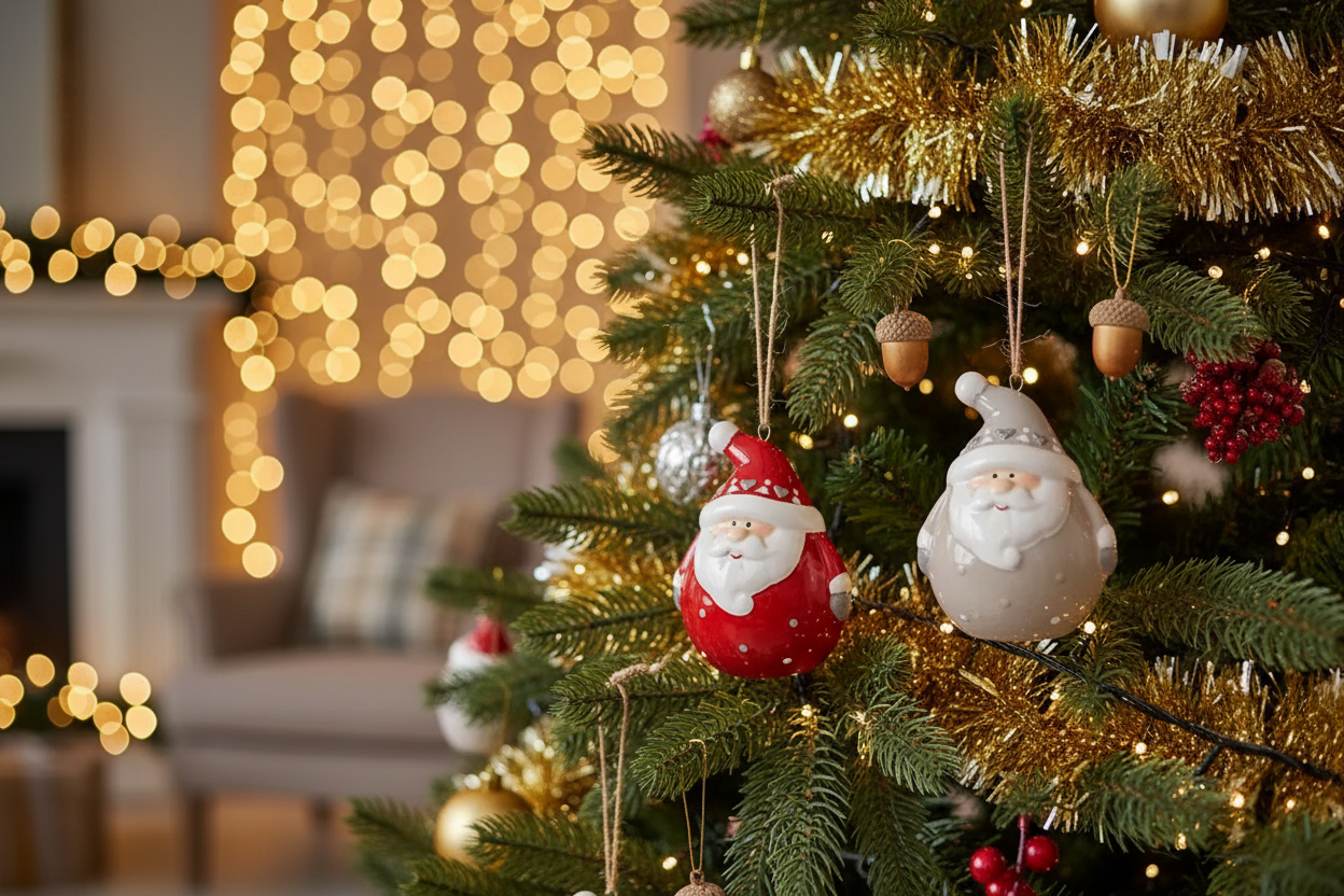 Ceramic Santa Baubles Set of 3 -H6.4cm