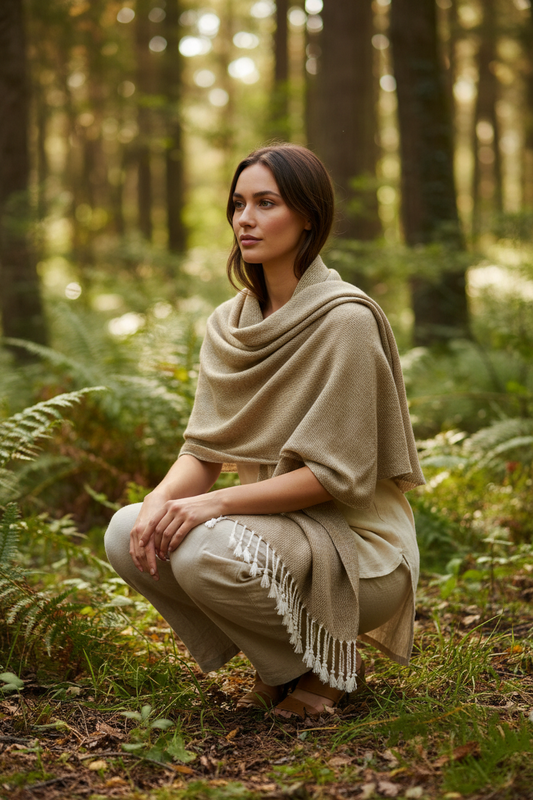 Nepali Shawls - Oatmeal -Ethically produced in Nepal