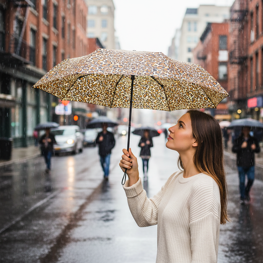 Brown Gold Leopard Umbrella