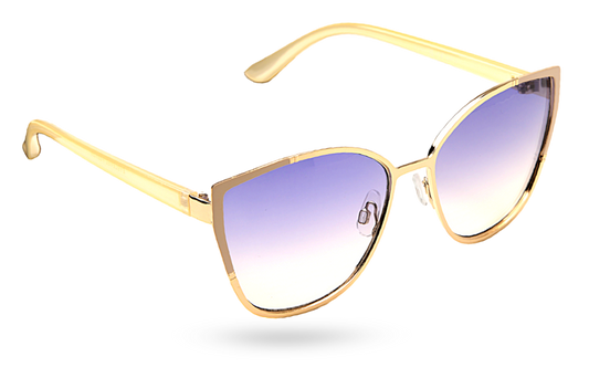 Eliz Ladies Fashion Sunglasses — 2 Colours in Gold and Pink with cat-eye frames and soft gradient lenses