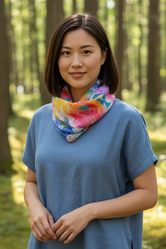 Watercolour Brights Scarf - Model 2 Sage/Blue