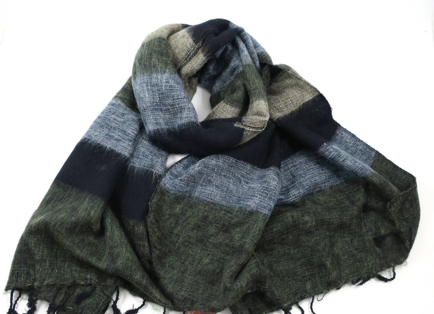 Stripie Nepali Shawls - Charcoal -Ethically produced in Nepal