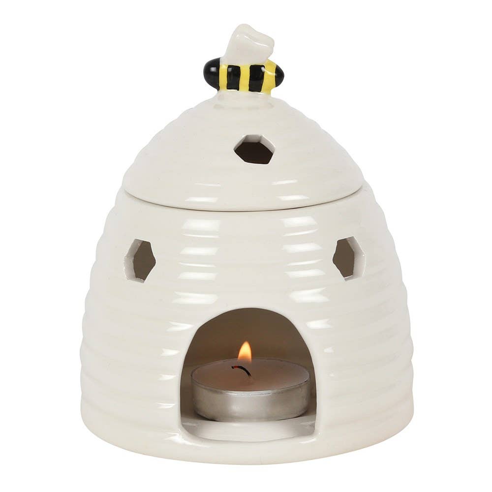 White Beehive Ceramic Oil Burner H17cm