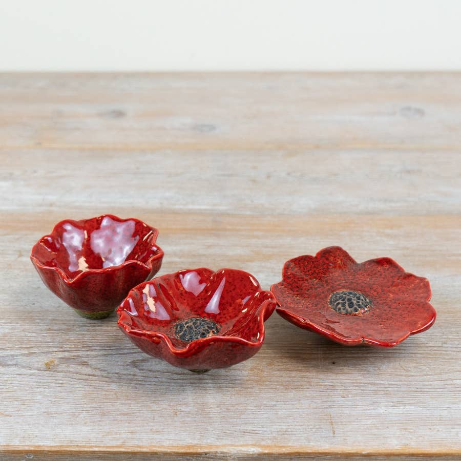 Two- Freestanding Poppy Decorations, 8cm -Great for rememberance.