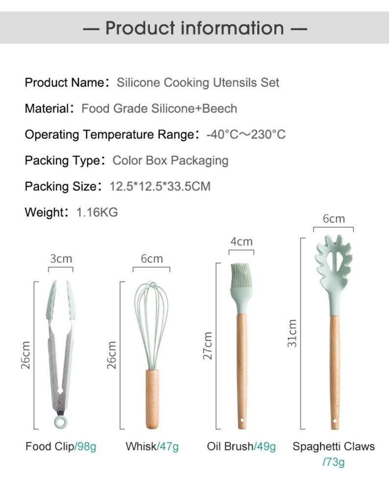 12-Piece Silicone Kitchen Utensils Set with Storage Bucket