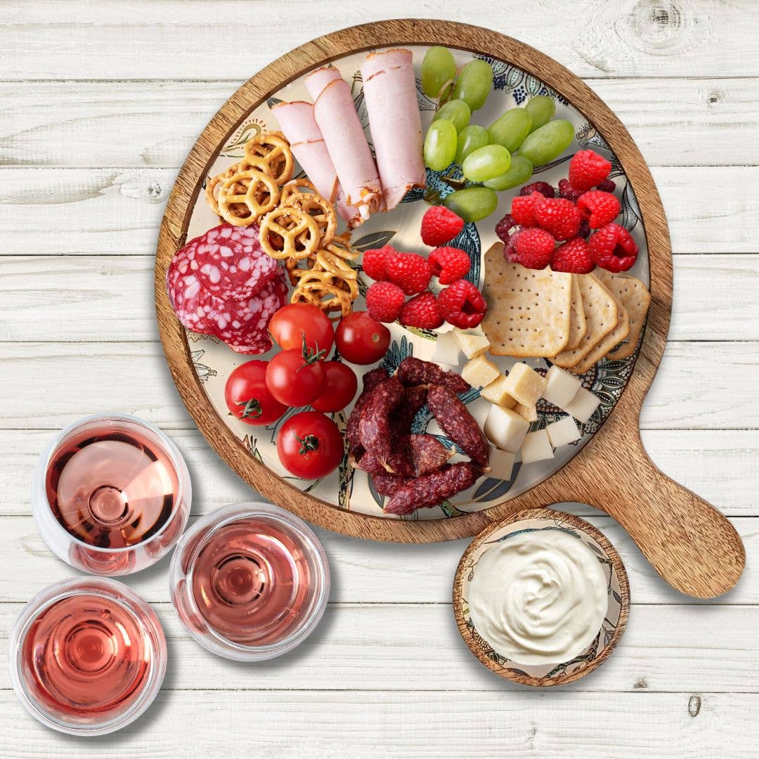 Handmade Charcuterie Board Paddle Tray  with dip bowl - Hummingbird