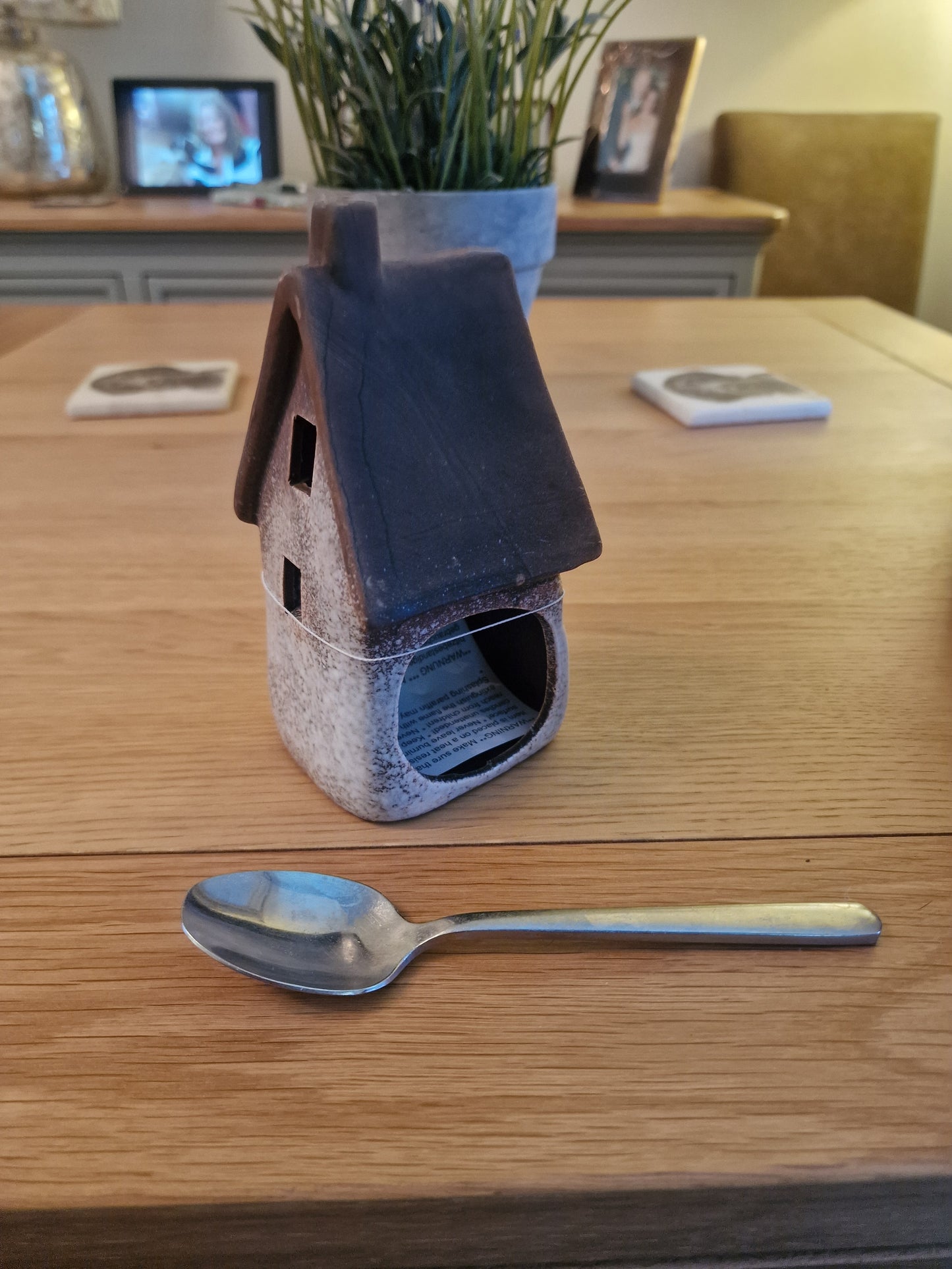 2A Speckled White Windlight House Deco, 17.3cm