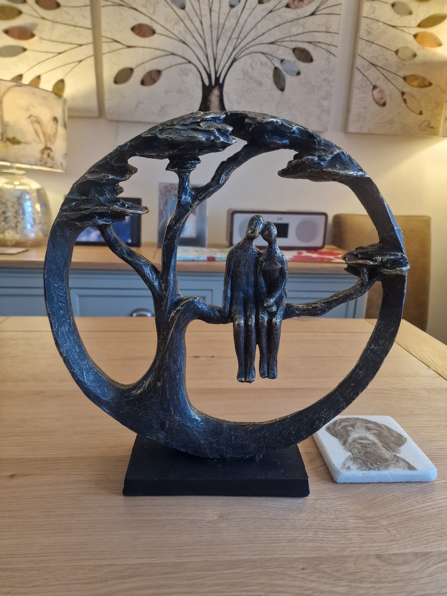 Couple in Tree art piece. stunning! 31cm Diameter