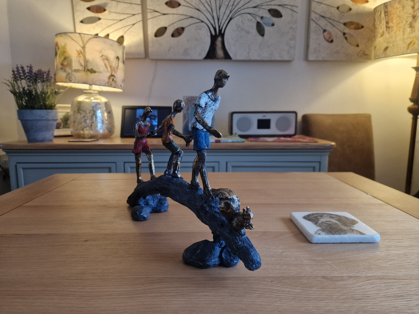 Children on a Bridge sculpture H23cm