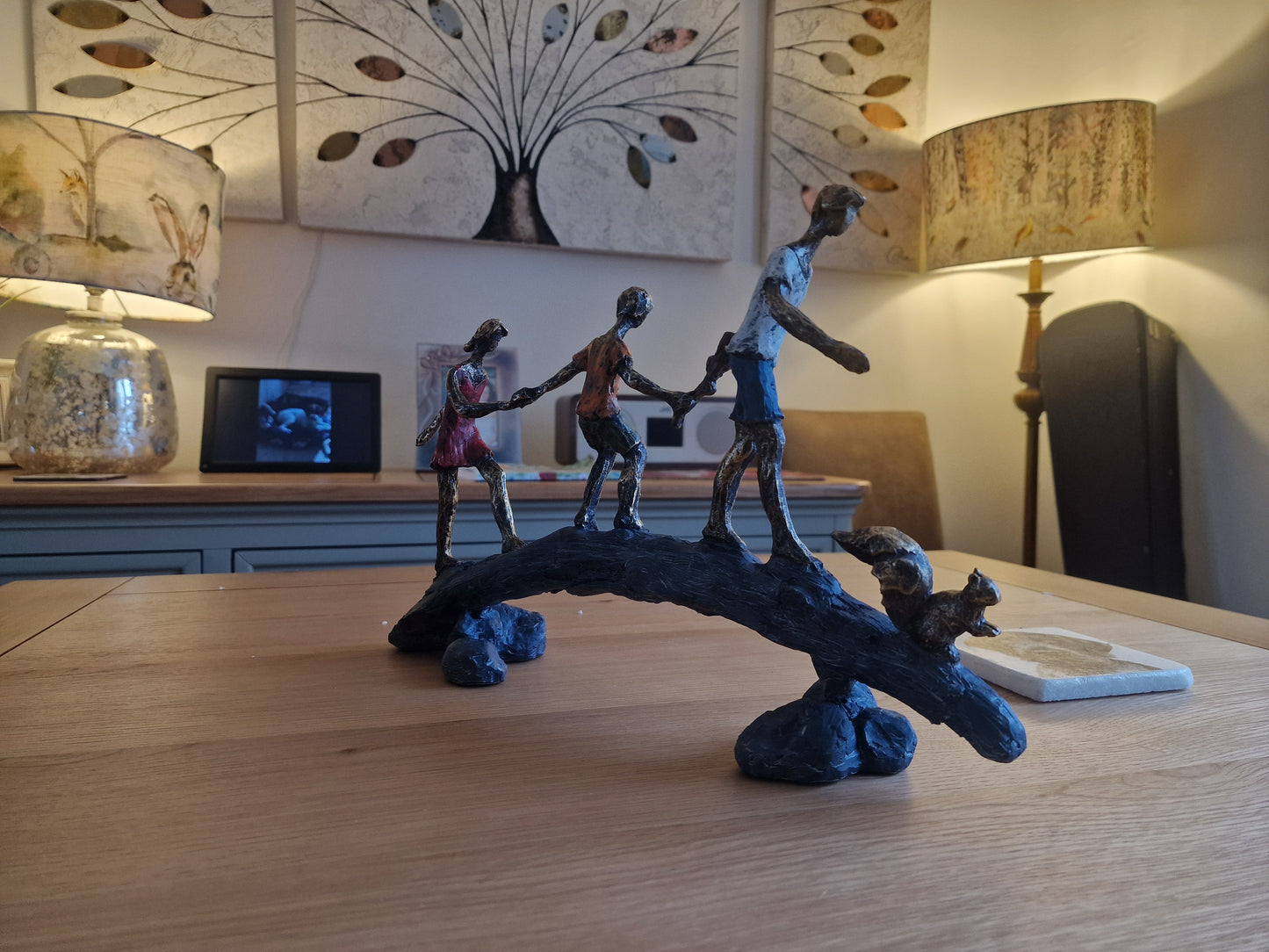 Children on a Bridge sculpture H23cm