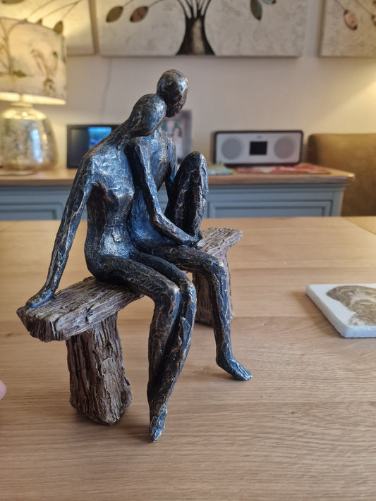 Couple on Bench Sculpture H22cm