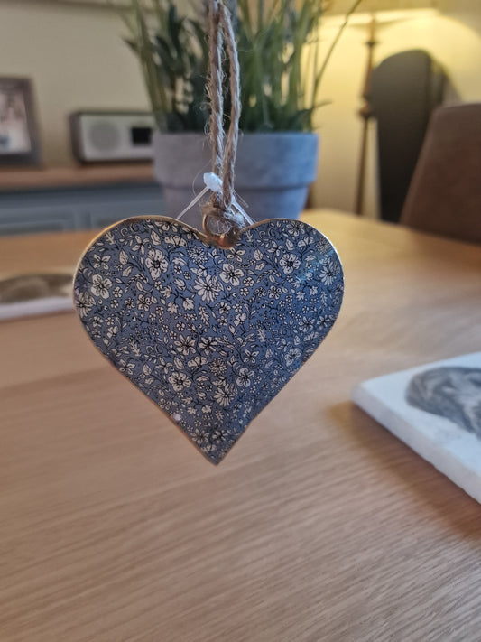 Blue Metal Hanging Heart