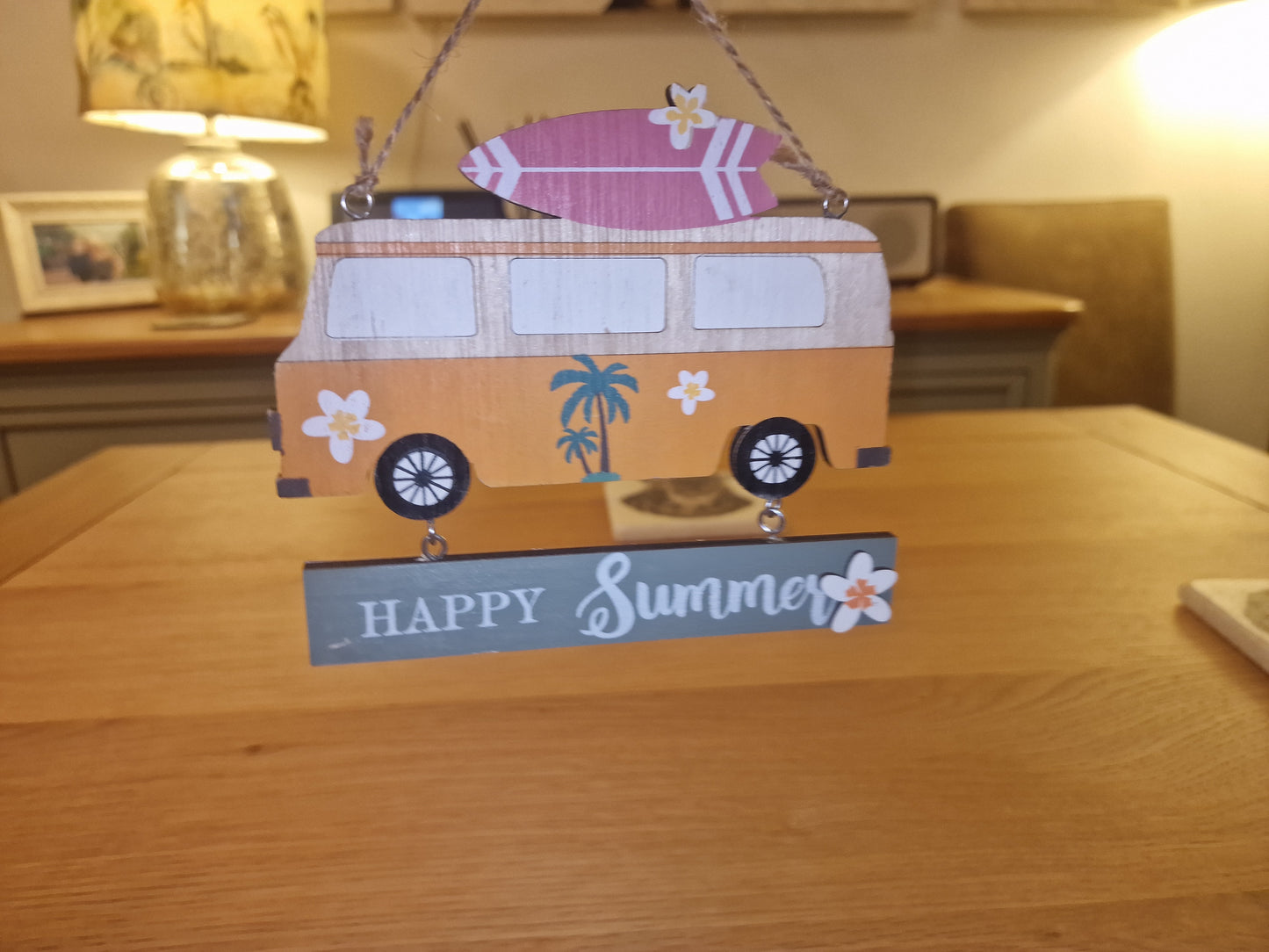 Campervan "Happy Summer" hanging Sign, 14x12cm