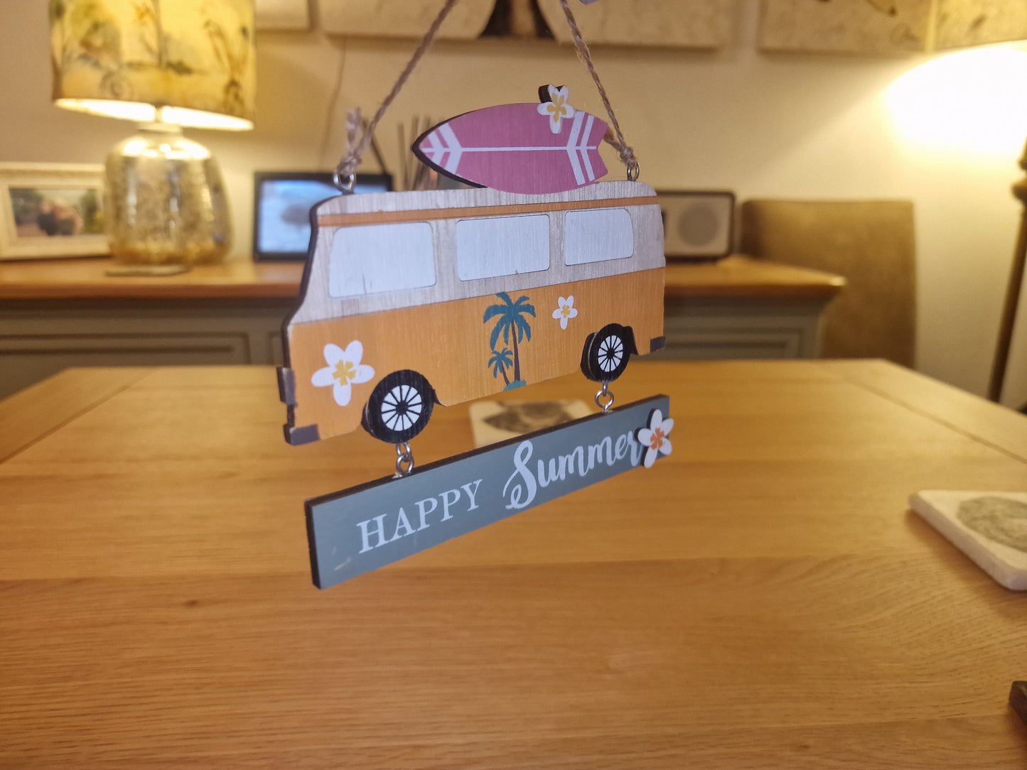 Campervan "Happy Summer" hanging Sign, 14x12cm