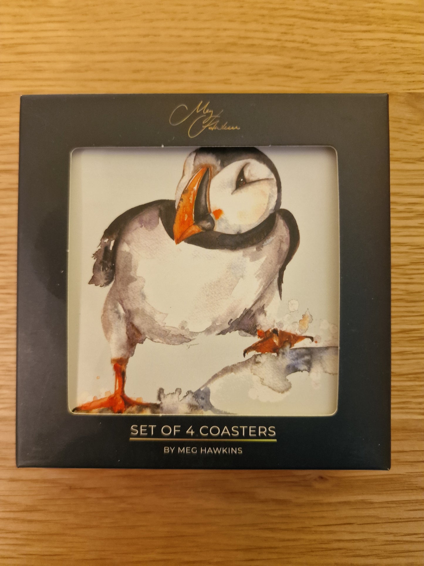 Meg Hawkins Puffin Coasters, set of 4
