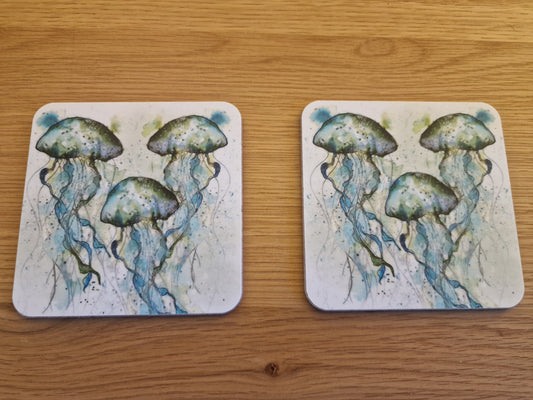 Jellyfish Coasters (Sold in Pairs)-handmade in the UK- Very High quality