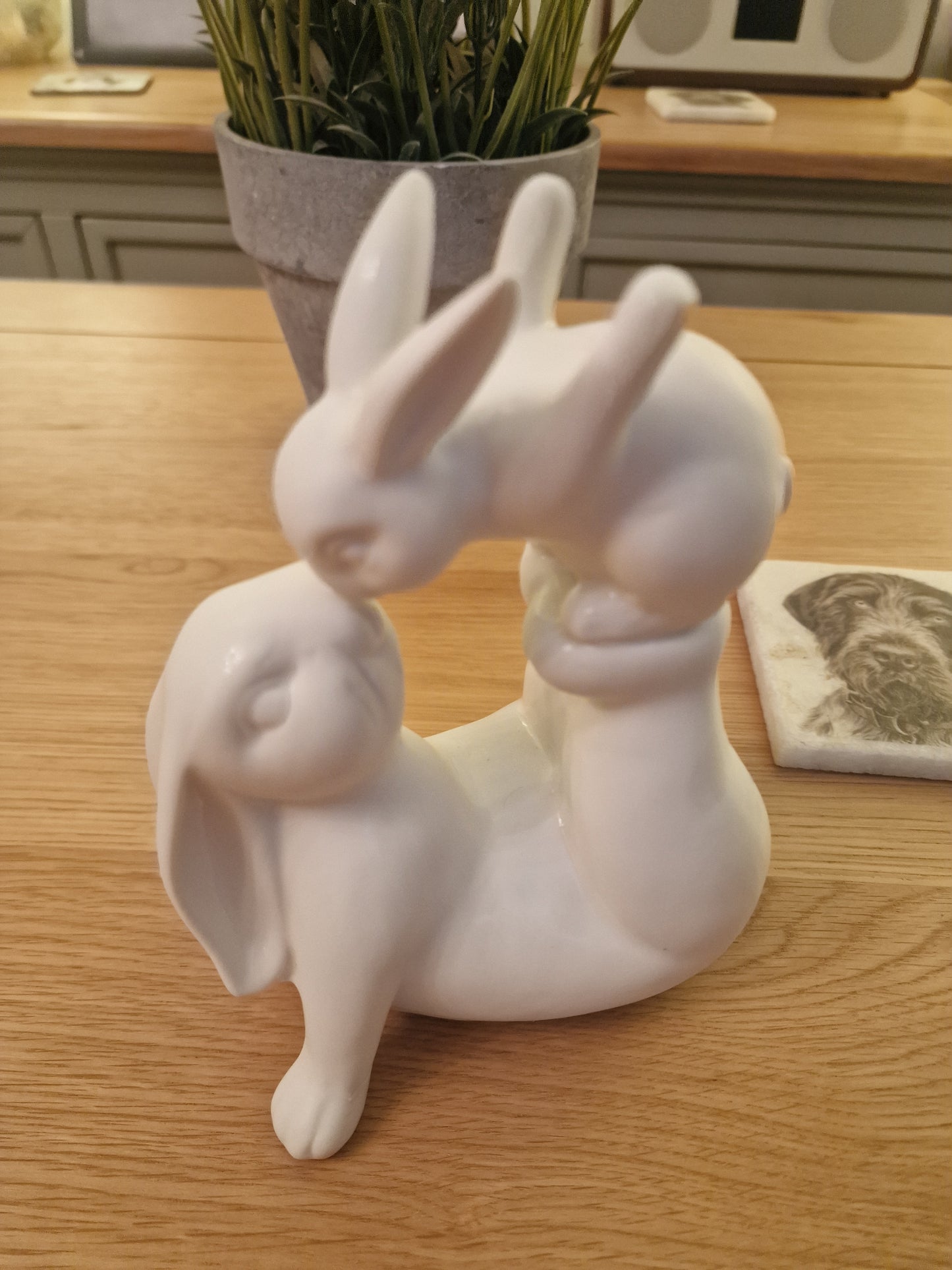Ceramic White Love You Rabbits H17cm