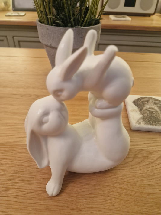 Ceramic White Love You Rabbits H17cm