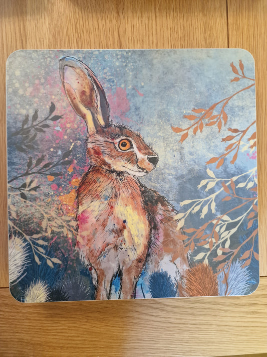 Hare Placemats (Sold in Pairs)-handmade in the UK- Very High quality