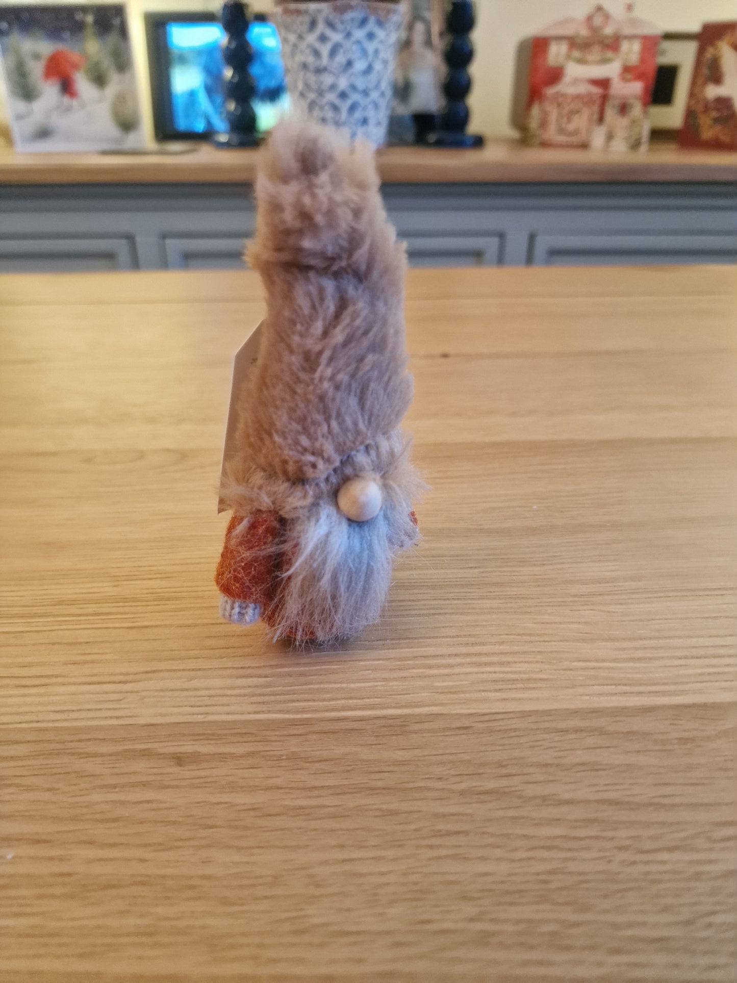 Quirky Bright Orange Fabric Gonk With Furry Hat