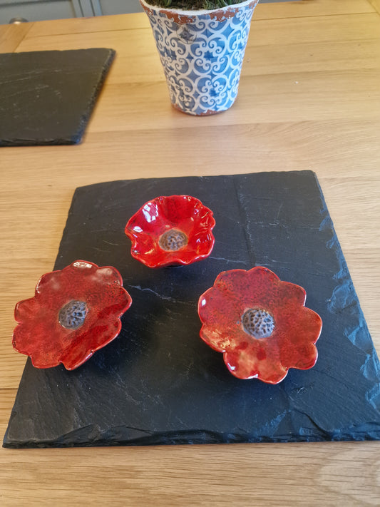Two- Freestanding Poppy Decorations, 8cm -Great for rememberance.
