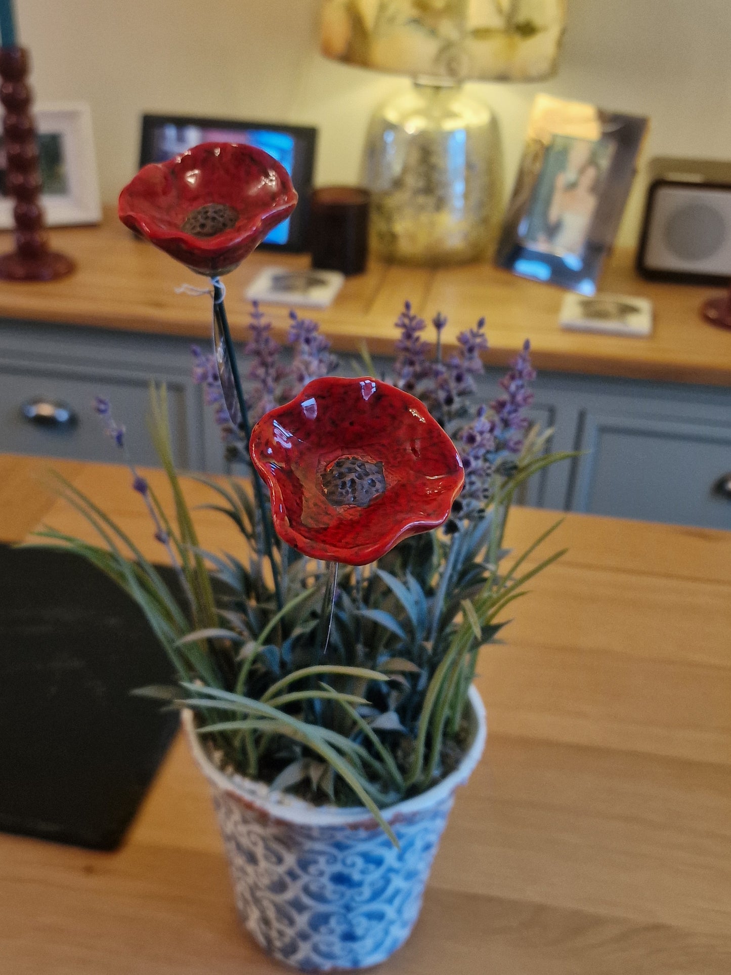 Two- 3A Garden Poppy Stakes, 28cm