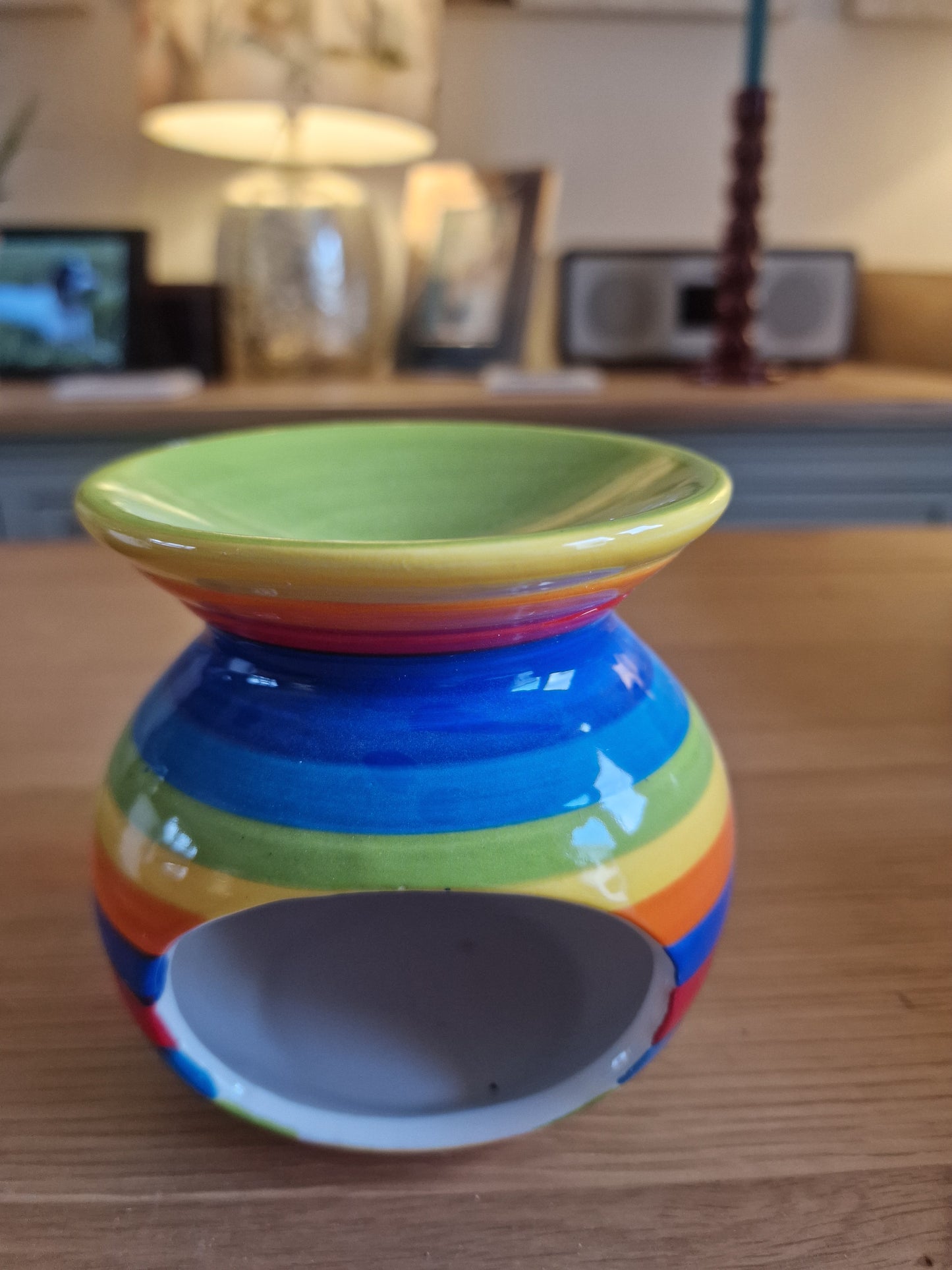 Rainbow Stripe Oil Burner and Wax Warmer H14 cm