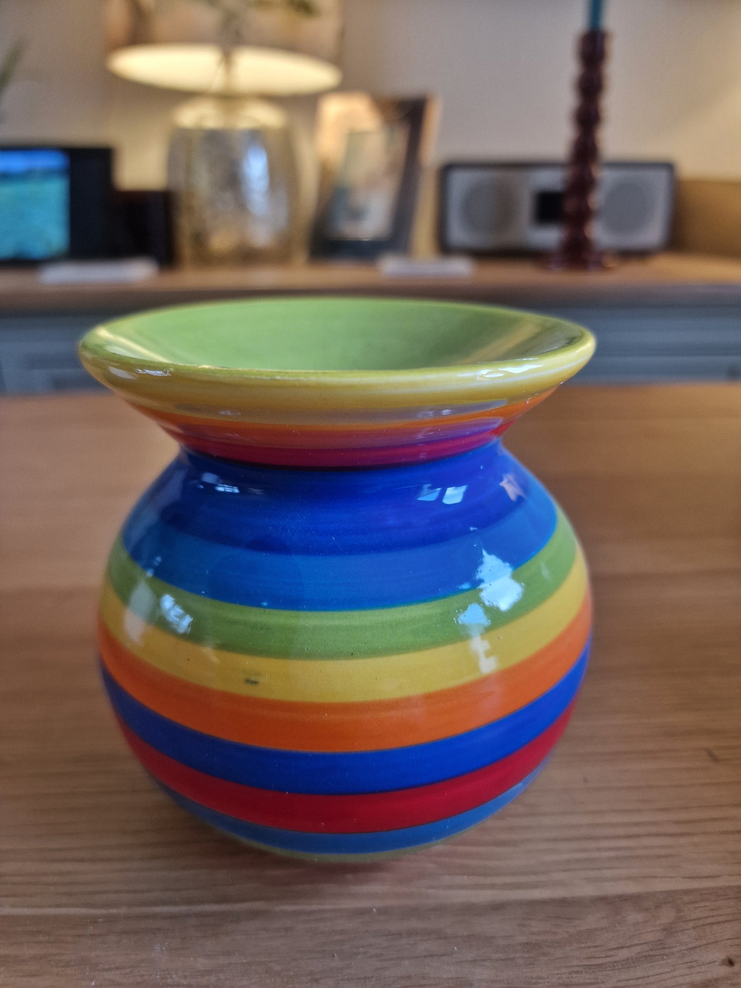 Rainbow Stripe Oil Burner and Wax Warmer H14 cm