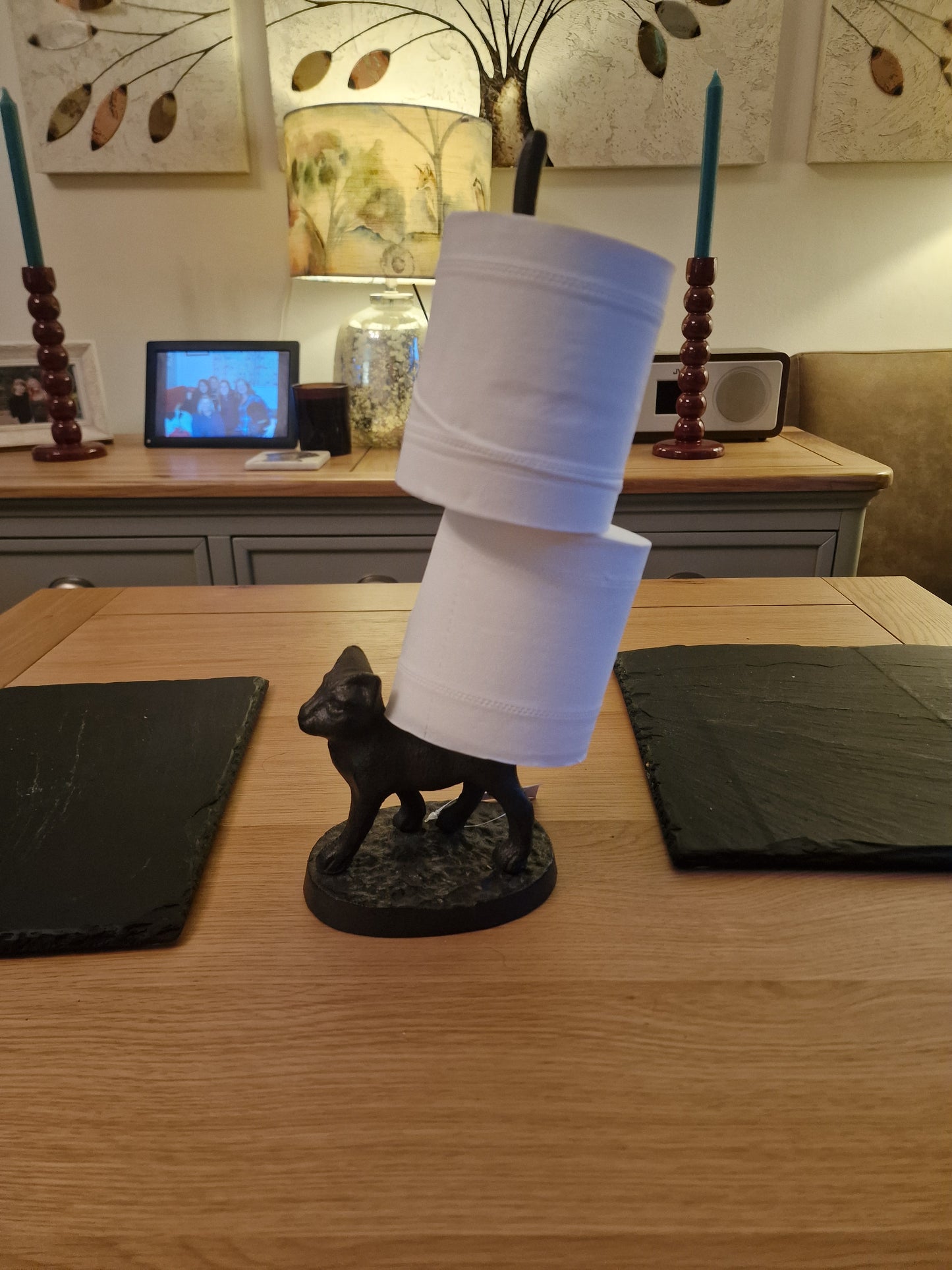 Cast Iron Kitchen/Bathroom Paper Holder - Cat