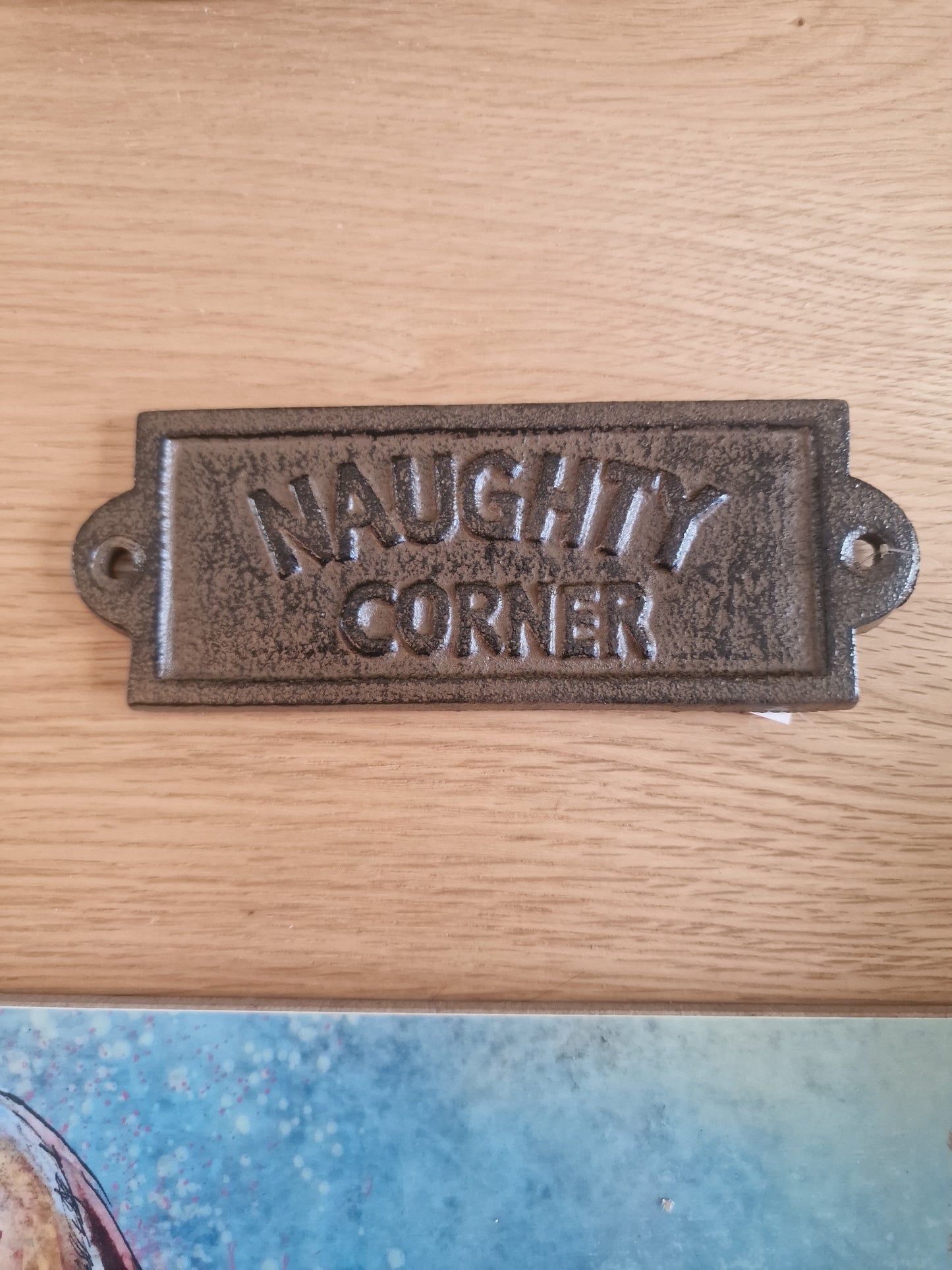 Naughty Corner Cast Iron Wall Sign