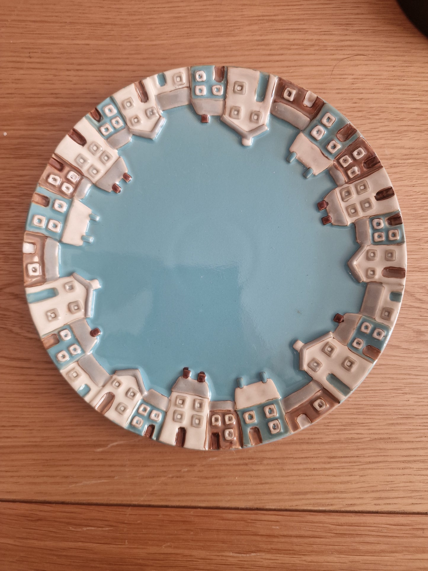 Ceramic Side Plates | Teal Village Design | Set of 2 | D8.5"