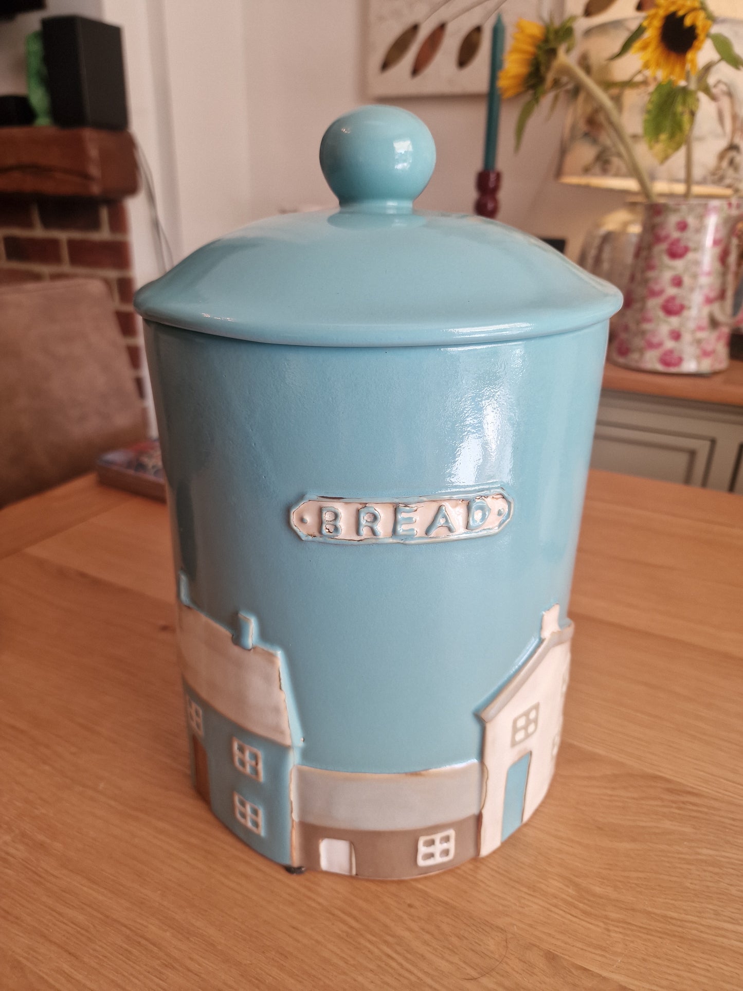 Ceramic Bread Bin & Lid | Teal Village Design H13"