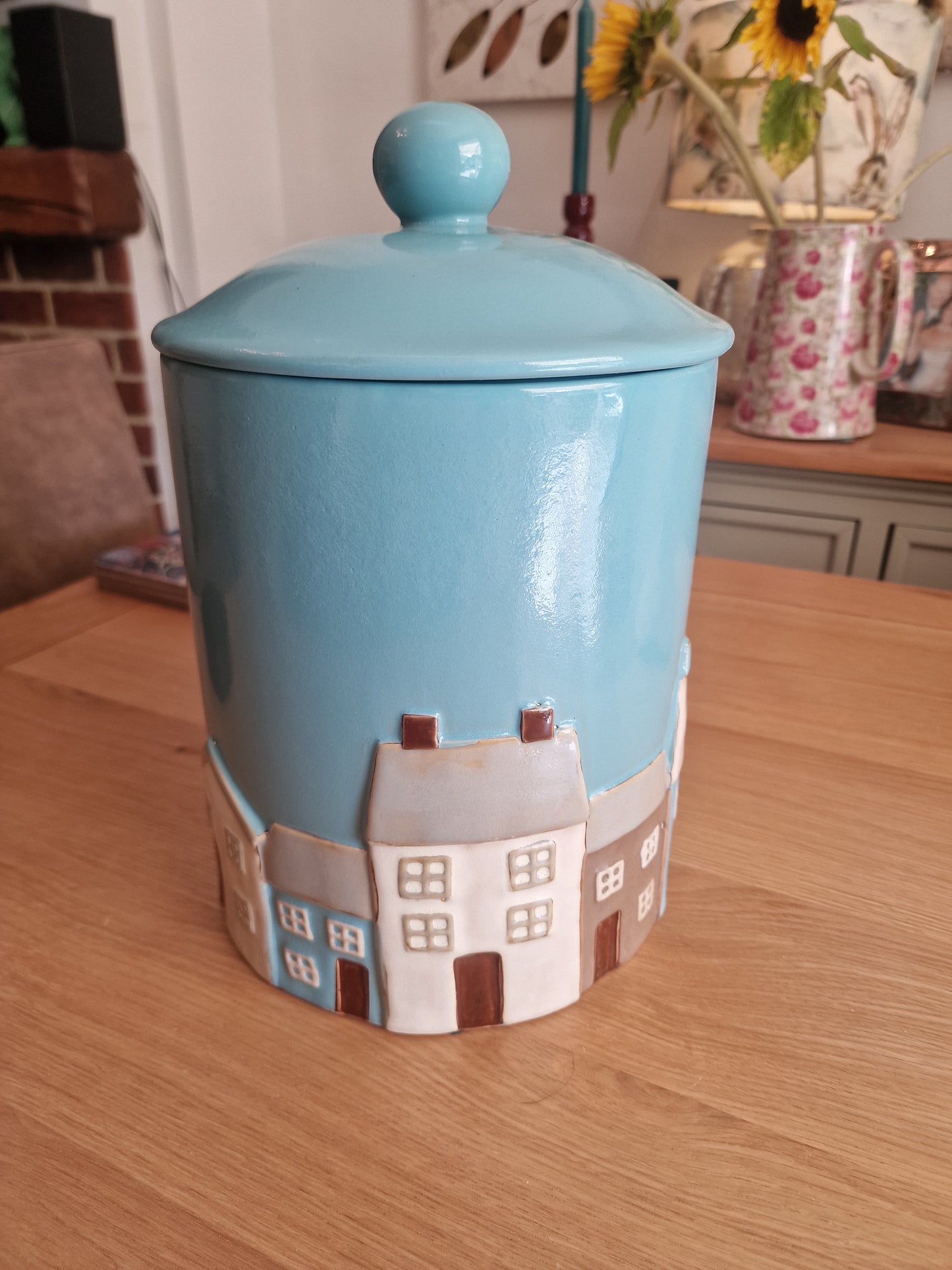 Ceramic Bread Bin & Lid | Teal Village Design H13"