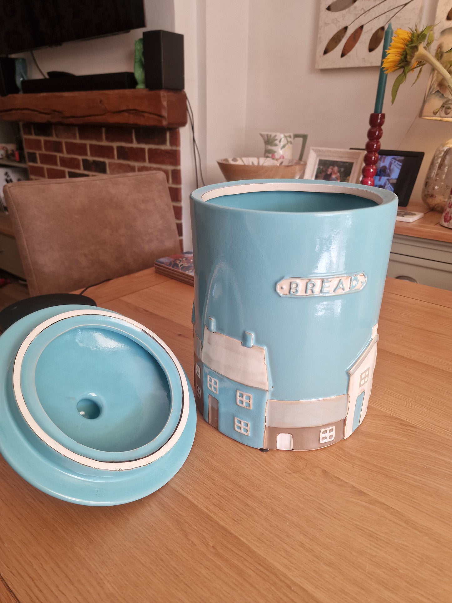 Ceramic Bread Bin & Lid | Teal Village Design H13"