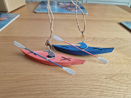 Blue and Red Kayak Hanging Decorations