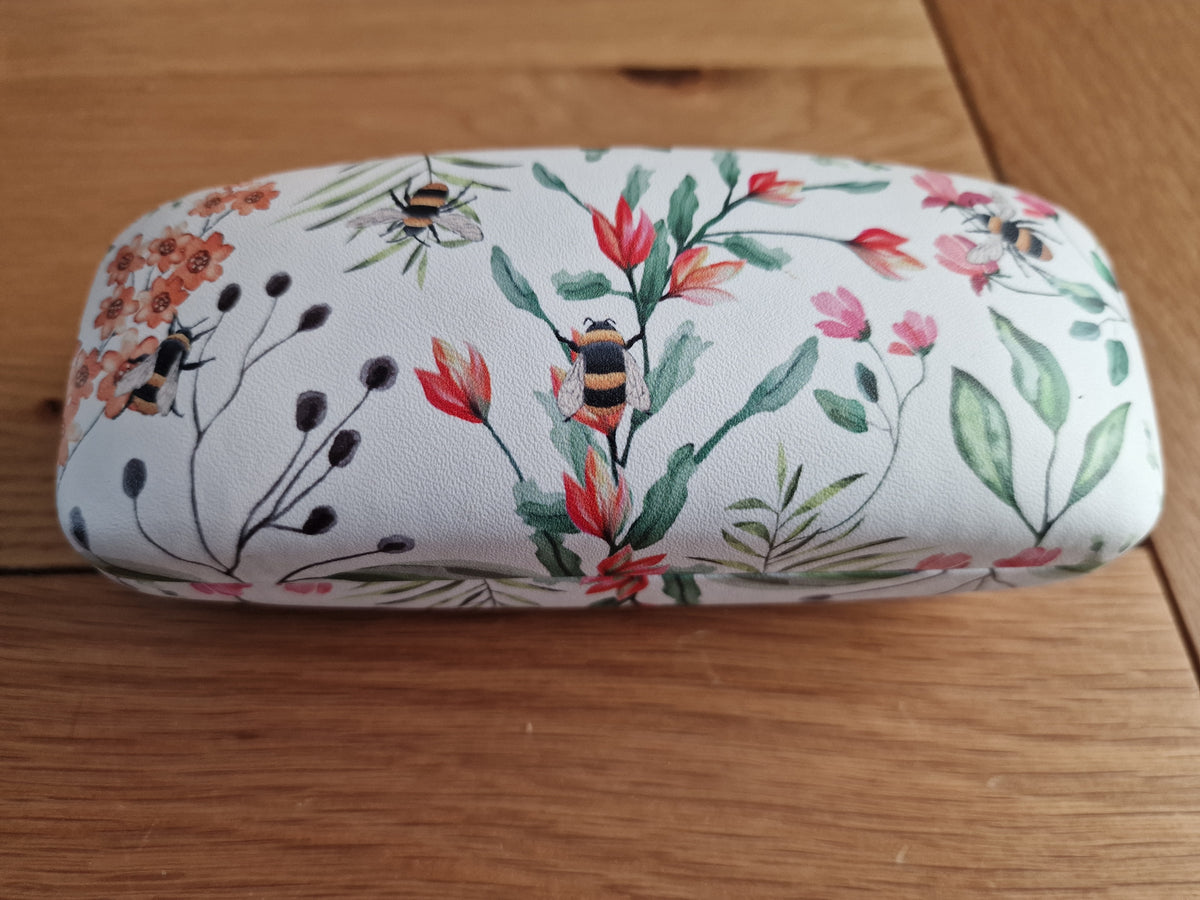 Meadow Flowers Sunglasses Case. 16cm - Choose your style with meadow flowers and bees in soft watercolour shades